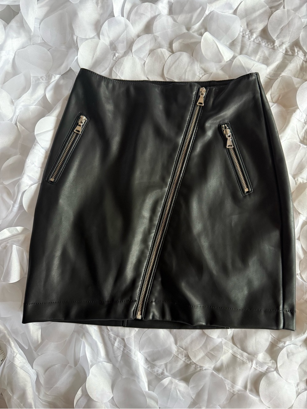 Express Black Faux Leather Zip-Front Mini Skirt